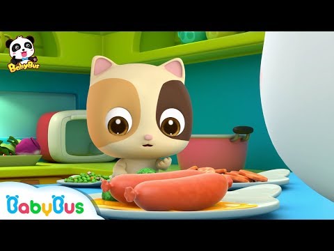 Baby Kitten Loves Eating Hams | Learn Vegetables | Kids Good Habits | BabyBus