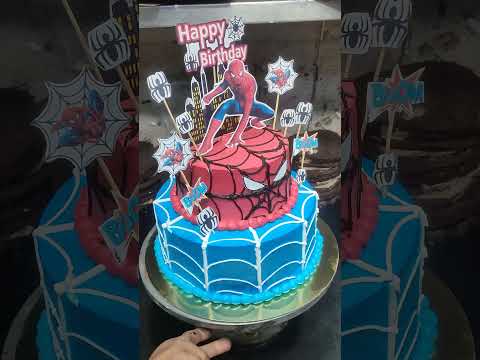 Strawberry and Blueberry flavour cake special double step Spider-Man sticker design decoration cake