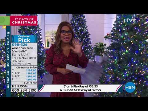 American Tree   Wreath 5' Starry Light Tree with EZ Power