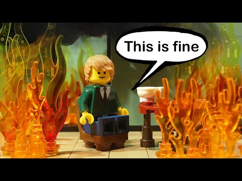 This Is Fine Meme in LEGO