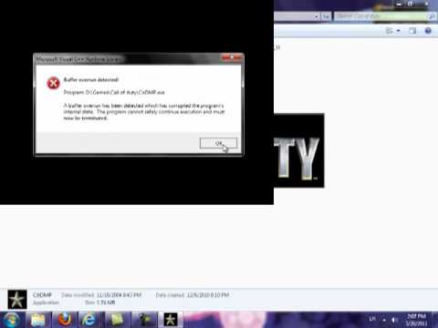 Call of Duty 1 Error Win7 Buffer overrun detected! ~problem fixed~