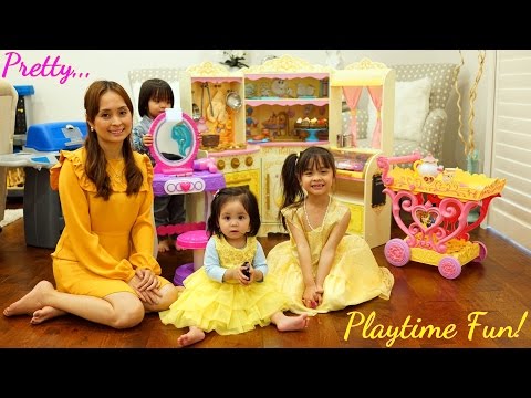 Toy Channel: Little Girls' Toys. Disney Princess Belle Kitchen Playset, Teapot Playset and Vanity