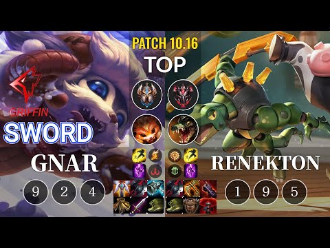 GRF Sword Gnar vs Renekton Top - KR Patch 10.16
