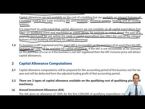 Capital Allowances Introduction (part 1) - ACCA Taxation (TX-UK)