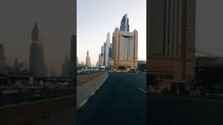 Dubai Status Video/Skyscraper Building/Evening View/Cars