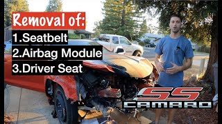 DIY Seatbelt | Airbag Module | Driver Seat REMOVAL Chevy Camaro SS2 2015 - 2018. Part 1