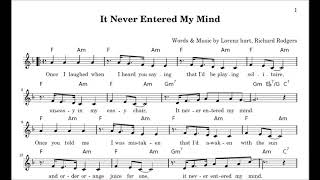 &quot;It Never Entered My Mind&quot; (Solitaire) Richard Rodgers, Lorenz Hart
