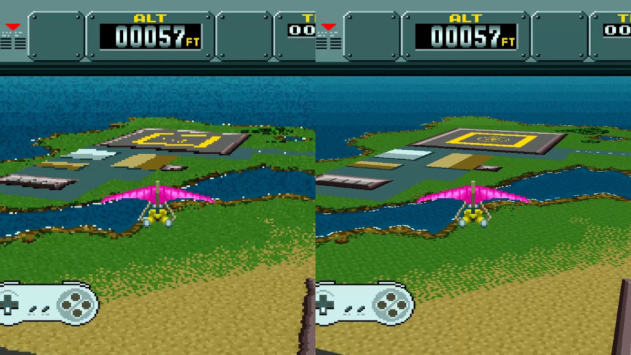 bsnes 107.1 | Pilotwings - HD Mode 7 Beta 1 Comparison - YouTube