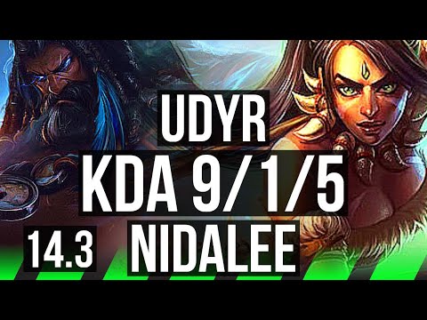 UDYR vs NIDALEE (JNG) | 2300+ games, 9/1/5, Dominating | EUW Master | 14.3