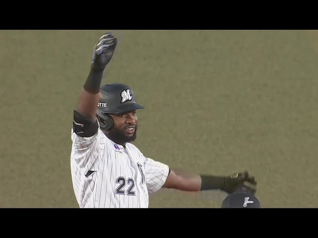 【3回裏】左中間を真っ二つ!! マリーンズ・ポランコのタイムリー2ベースで同点に追いつく!!  2024年6月14日 千葉ロッテマリーンズ 対 中日ドラゴンズ