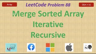 YouTube video 'Merge Sorted Array | merge sorted array | leetcode 88 | Facebook Microsoft Apple'
