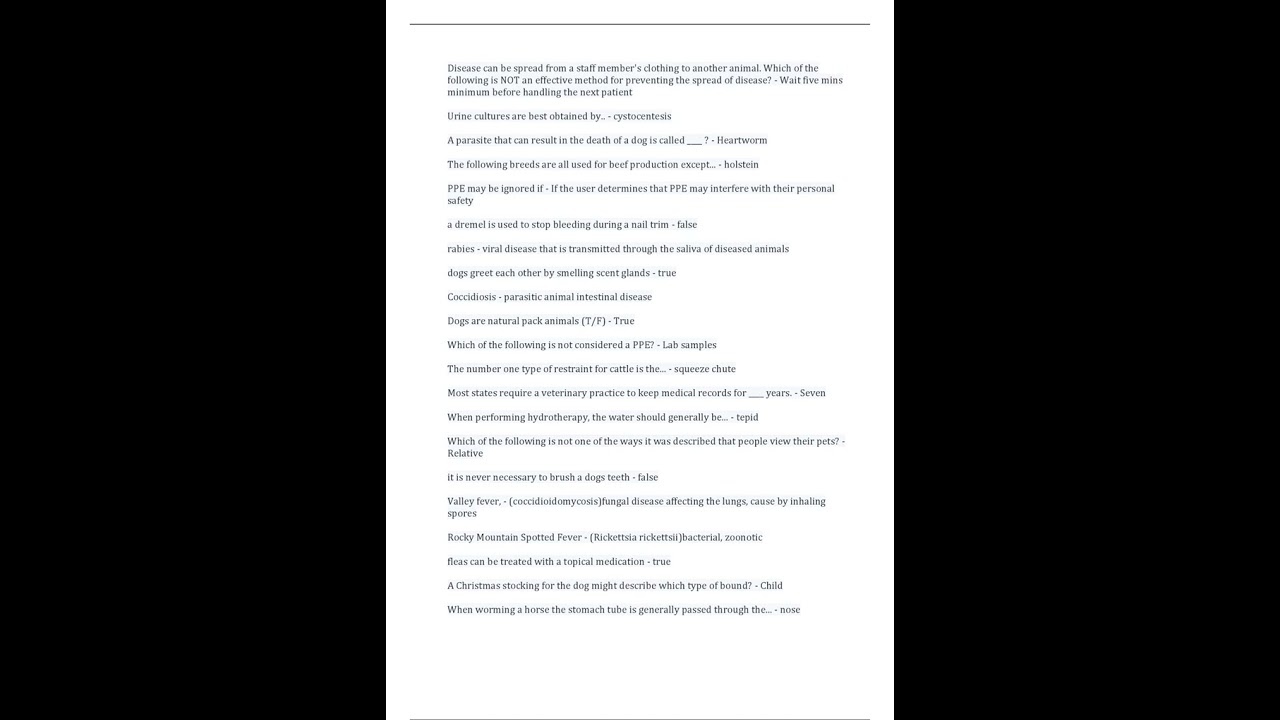 NAVTA Veterinary Assistant Test Review With Complete Solution