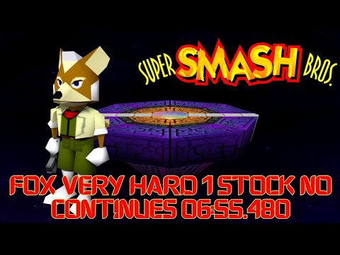 Super Smash Bros. Fox, Very Hard 1 Stock No Continues - 06:55.480 (EMU) [WR]