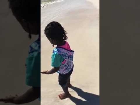 Addi at beach 2 yrs