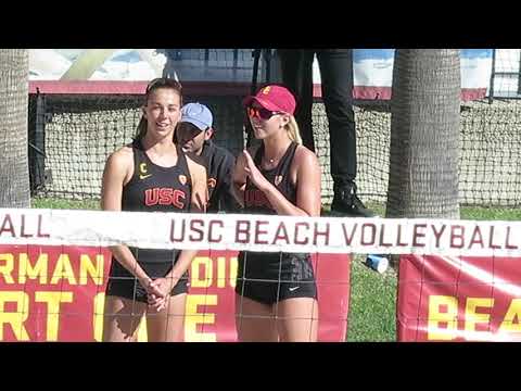 trojancandy.com: USC Women Beach Volleyball Players are Introduced before their LBSU Match