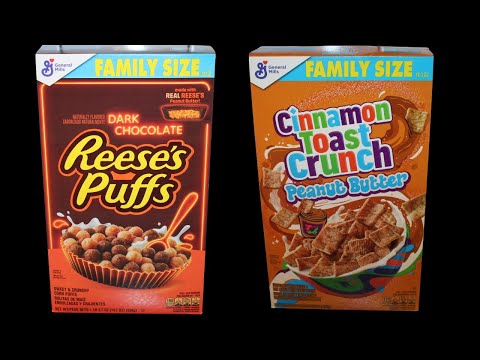 Dark Chocolate Reese’s Puffs Cereal and Cinnamon Toast Crunch Peanut Butter Cereal Review