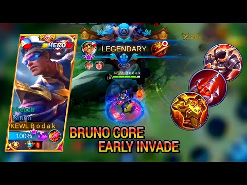 BRUNO EARLY INVADE ROTATION , BRUNO BUFF BEST BUILD AND EMBLEM - MASTER BODAK MLBB