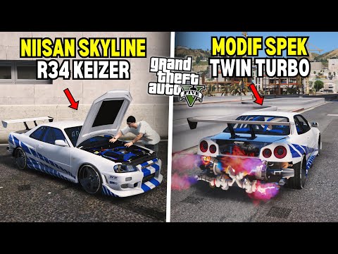 I Modified a Skyline R34 with Twin Turbo Specs in GTA 5 MOD