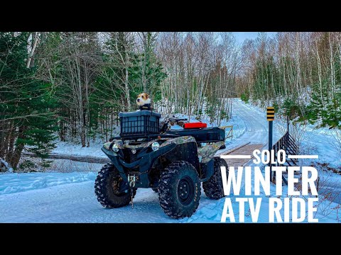 Solo Winter ATV Ride - Risky Frozen River Crossing,...