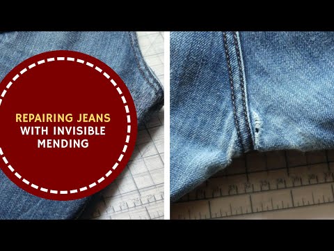 Repairing Jeans With Invisible Mending #sewing #repairing #ussewtips