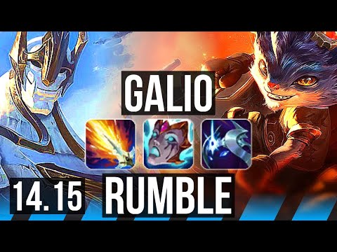 GALIO vs RUMBLE (MID) | 39k DMG, 6 solo kills, Comeback, 13/3/15, Legendary | EUW Master | 14.15