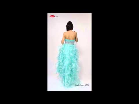 Polyusa Style 6736 Turquoise Strapless High-Low Organza Dress