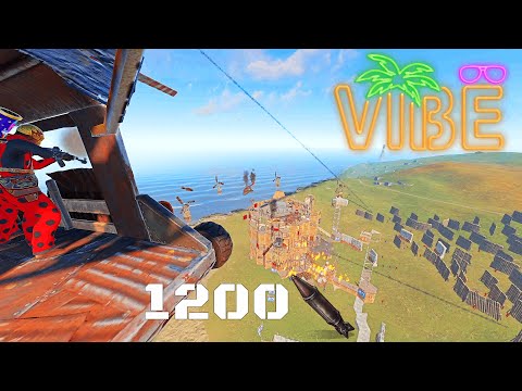 BIGGEST RAID DEFENSE IN RUST 17 vs 78 1200 Rockets #VIBE #ATM