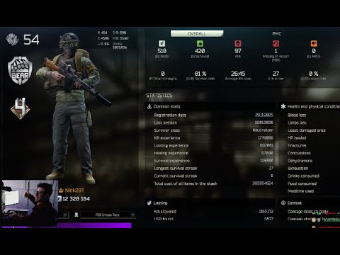 BLIND TERMINAL RUN!!! 😎 ( Level 54 Day 38 ) Tarkov 100% completion 😎 | NICK28T Streams