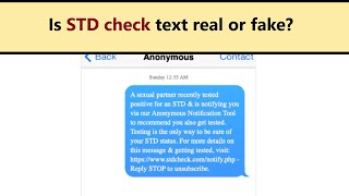 STDcheck text notification - scam, prank or legit anonymous warning