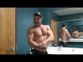 Worked out chest after training posing/flexing bodybuilding men's physique