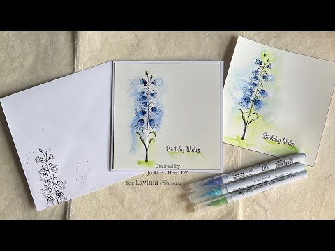 Arty watercolour Lilly using Clean Color pens by Jo Rice #laviniastamps #kuretake