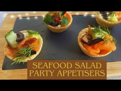 Easy Seafood Salad Tarts Party Appetizers. #appetizer #partyfood