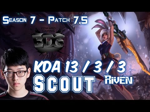 EDG Scout RIVEN vs LEE SIN Jungle - Patch 7.5 KR Ranked