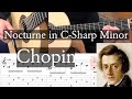 NOCTURNE IN C-SHARP MINOR (Transposed Am) - Chopin - Full Tutorial with TAB - Fingerstyle Guitar