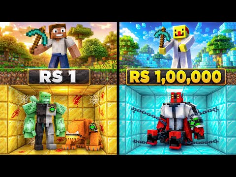 Minecraft, Rs1 vs Rs1,00,00,000 Rare Ben 10 Aliens Mining Challenge || Minecraft Mods