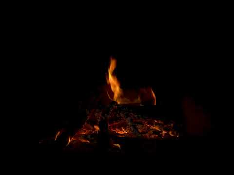 Night Fireplace with Crackling Fire Sounds 🔥Cozy Fireplace 4K. Dark Fireplace Noises Black Screen