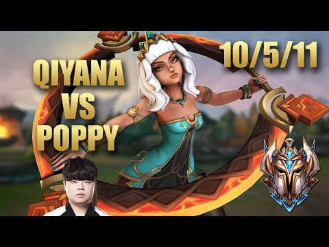 SKT T1 Clid Qiyana Jungle Vs Poppy  - KR Challenger Patch 9.20