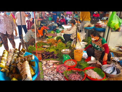 Local Farmer's Market  -  Fresh Foods And People In Market @Psar Kromoun In Phnom Penh