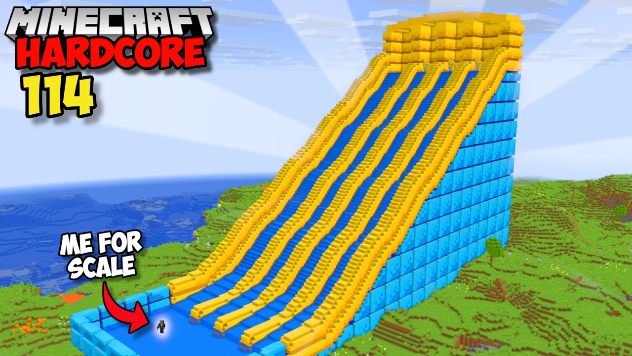I Built The WORLDS BIGGEST WATERSLIDE in Minecraft Hardcore (#114)