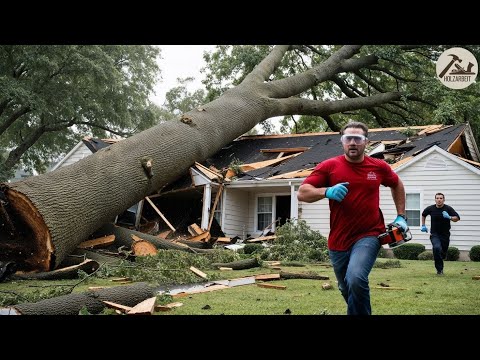 Gefährliche Idioten beim Bäumefälle Fehlgeschick mit Kettensäge | Baum fällt auf Häuser #2
