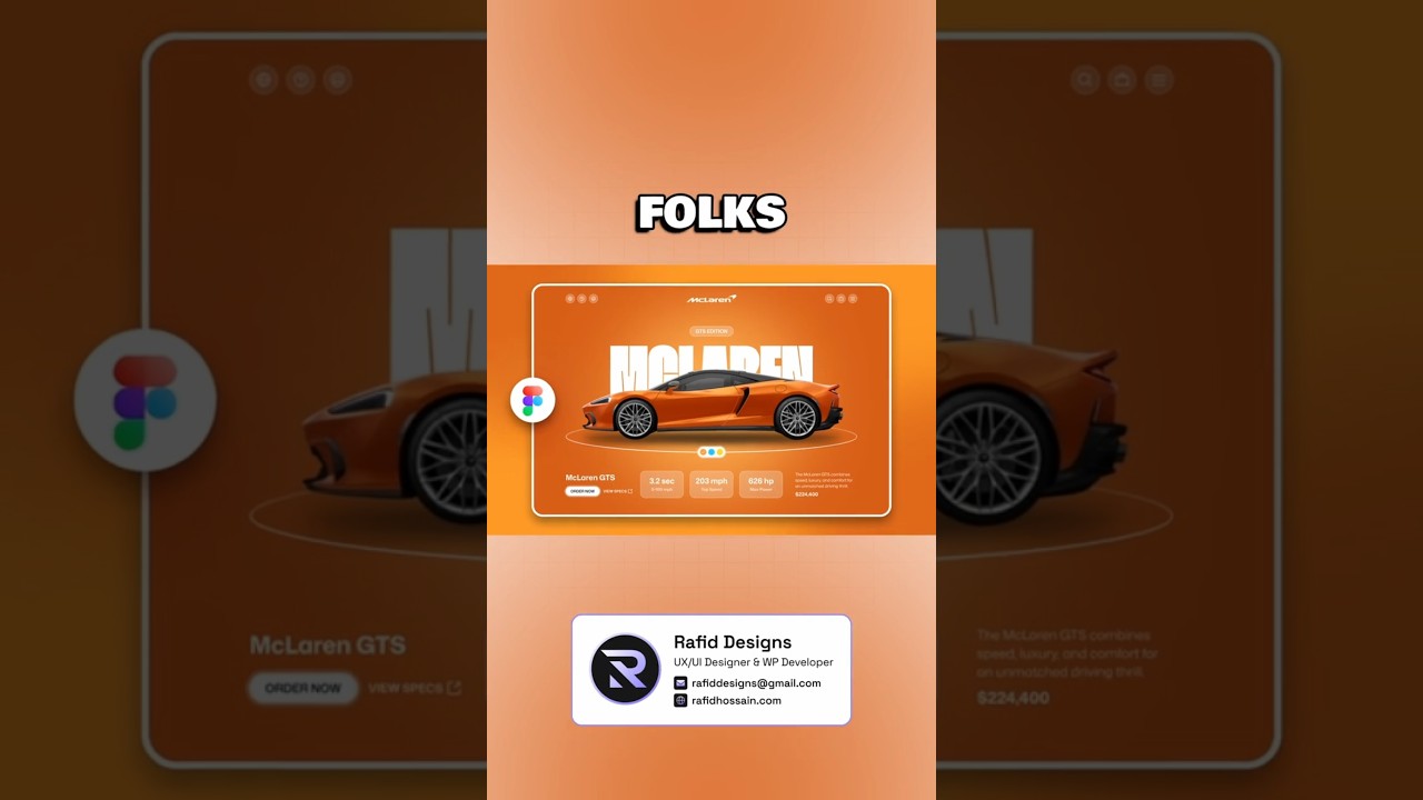 McLaren Supercar Website UI Design in Figma | Animation in Figma | Figma Tutorial For Beginners