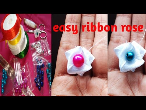 #makingflowers #Ribbonflower #Ribboncraft How to make a small rose flower from satin ribbon  at home