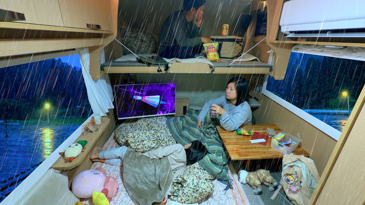 【モーニングルーティン】長旅車中泊のリアルな朝と、雨夜の過ごし方｜初の宮崎県旅｜キャンピングカー車中泊