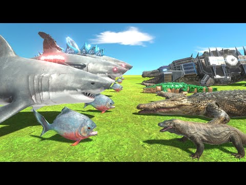 Who Is King Of Water - Shark Team VS Crocodile Team - Animal Revolt Battle Simulator
