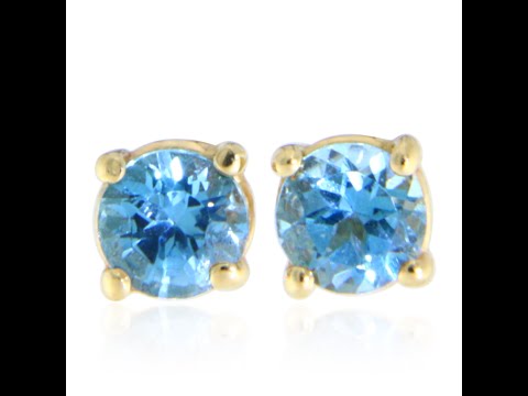 Cercei Stud Aur Galben 14 k Topaz Swiss Blue Natural