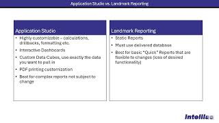 Tips & Tricks:  Reporting - Infor Landmark vs Application Studio