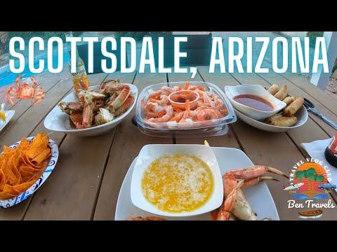 Desfrutando de pernas de caranguejo e camarão em Scottsdale, Arizona, perto da piscina 🌵