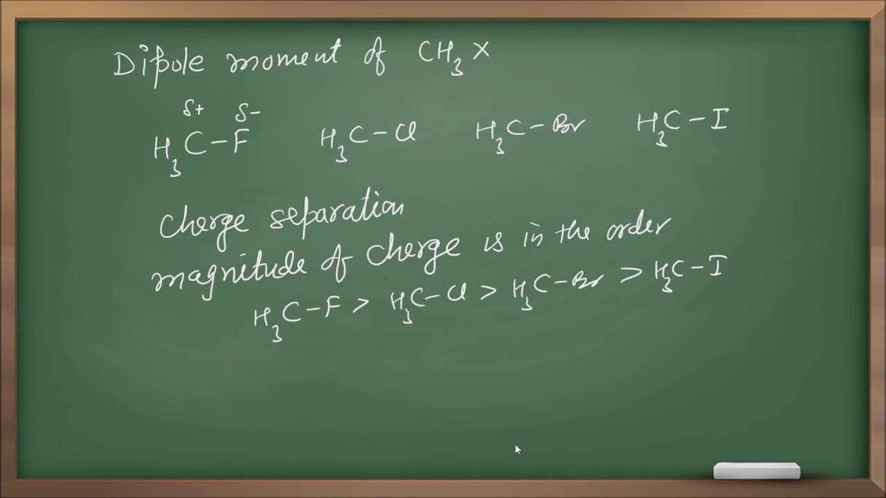 Haloalakanes / class 12 / Dipole moment of alkyl halide / nature of C - X bond