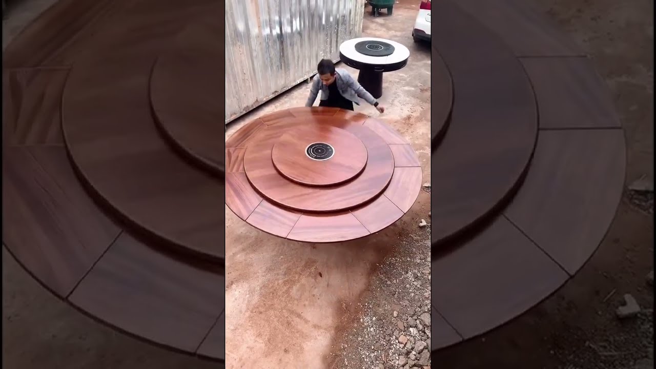 Multifunctional solid wood swivel dining table #furniture #dining table #round table