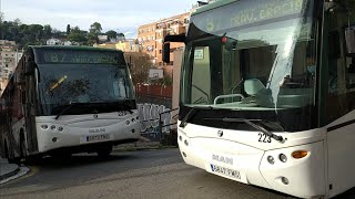 Subida y cruce de dos autobuses línea 87 final calle Font del Coll Authosa - TCC Barcelona 23/12/20